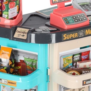 Supermarket de Joaca copii cu cărucior, 47 de accesorii, casă de marcat, 79x53x34cm - Img 5