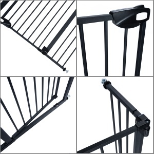 Barieră de Siguranță pentru Scări și Uși – 76–104 cm, Înălțime 100 cm, Sistem Fără Găurire, Negru - Img 11