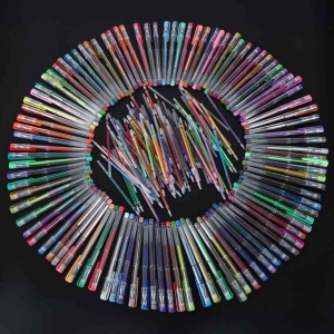Set 100 Pixuri cu Gel Colorate + 100 Rezerve – Glitter, Metalice, Neon și Pastel, în Penar Pliabil - Img 10