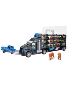 Set Camion Transportator 3 in 1– Remorca cu Compartimente, Lansator si Cutie de Depozitare, cu 6 Dinozauri, 6 Animale, Masina si Elicopter, Jucarie pentru copii, 50 cm +3 ani - Img 7