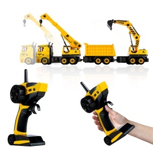 Set Macara și Camion RC cu Excavator și Basculantă – Vehicul Demontabil și Telecomandă Wireless - Img 3
