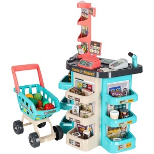 Supermarket de Joaca copii cu cărucior, 47 de accesorii, casă de marcat, 79x53x34cm - Img 2