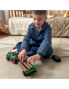 Tractor cu remorcă si telecomandă – model 1:24, lumini led și baterie inclusă, 3+ ani - Img 4