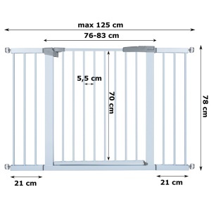 Barieră de Siguranță pentru Scări și Uși – 76–125 cm, Înălțime 78cm, Extensii Incluse, Montaj Fără Găurire - Img 2