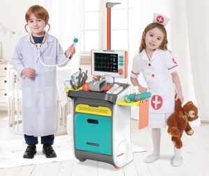 Carucior medical, set complet doctor si asistent cu echipamente interactive si lumini, Acesorii si Ustensile Medicale, 3+ Aniv - Img 10