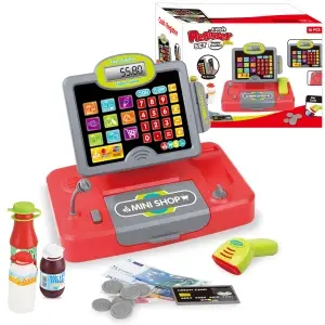 Casă de Marcat Jucărie cu Afișaj LCD, Calculator, Cititor Coduri de Bare și Accesorii, pentru Copii 3+ ani