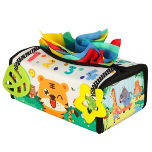 Jucarie 3 in 1 – Cutie cu servetele, Saltea senzoriala Montessori si Jucarii pentru dentitie - Img 5