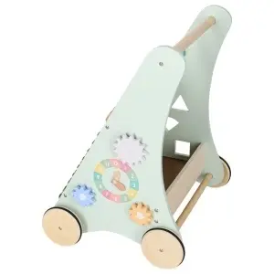 Premergător din Lemn cu Abac, Sortator de Forme și Blocuri Colorate – Jucărie Educațională Montessori pentru Copii 12+ luni - Pusher - Img 5
