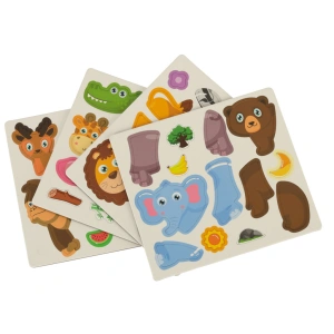 Puzzle magnetic Animale de Safari, carte cu tablă magnetică, 47 piese și 6 cartonașe model - Img 4