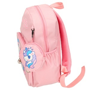 Rucsac Copii Model Unicorn, Ghiozdan de Gradinita 3+, Usor, Rezistent, cu Husa Frontala Detasabila, 30x22x11cm, Culoare Roz - Img 4