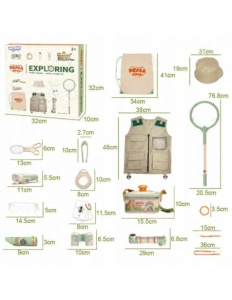 Set Micul Explorator pentru copii, 22 accesorii pentru natura si insecte, cu vesta, binoclu, rucsac, plasa insecte, busola, lanterna, 3+ ani - Img 7