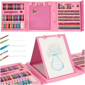Set pictura si desen, include 208 elemente, valiza roz