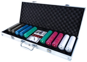 Set Poker, Craps & Blackjack cu 500 Jetoane, 2 Pachete Carti, 5 Zaruri si Jeton Dealer – Servieta Eleganta cu Cheie si Protectie din Spuma - Img 5