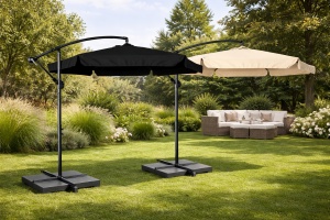 Umbrelă de Grădină și Terasă cu Braț Lateral, Reglabilă, Manivelă și Husă de Protecție – Stabilă și Rezistentă, 290cm, Culoare Negru sau Bej - Img 5