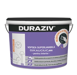 DURAZIV cu Kauciuc – Vopsea superlavabilă albă pentru interior