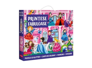Joc educativ - Puzzle cu glitter Mimorello - PRINTESE FABULOASE - Img 7