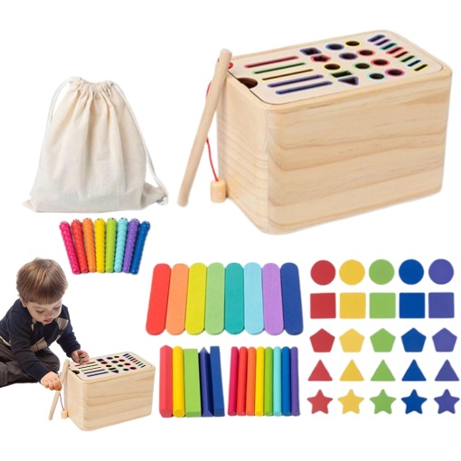 Jucarie de Sortare, din Lemn, +36 Luni, Tip Montessori, Multicolor - Img 1