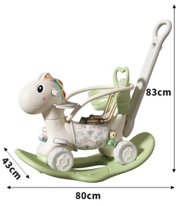 Balansoar pentru Copii, 3in1, cu Spatar si Bara de Siguranta, Maner cu Cos de Basket, Tava de Masa, Roti Luminoase, 80 x 43 x 83 cm, din Plastic, + 3 Ani, Roz - Img 4