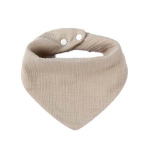 Baveta Triunghiulara, din Bumbac, pentru Copii 0-12 Luni, 33x32 cm, Rezistenta la Apa, Crem