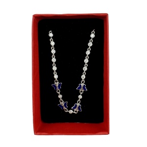Bratara pentru Copii, Jolie, Argint 925, Model Fluture, cu Email si Zirconiu, 22 cm/4.4g Argintiu/Albastru inchis - Img 2