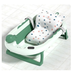 Cada de Baie, pentru Copii 0 luni - 6 Ani, cu Termometru, Pliabila, Perna Suport Inclusa, din Plastic, 81.5 x 49 x 21.5 cm, Verde - Img 3