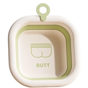 Cada Pliabila pentru Baie pentru Copii, Cadita pentru Bebelusi, Model Patrat pentru Fundulet, Verde, 30x30x3.5 cm, 3.5 L