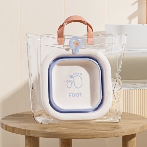 Cada Pliabila pentru Baie pentru Copii, Cadita pentru Bebelusi, Model Patrat pentru Picioare, Albastru, 30x30x3.5 cm, 3.5 L - Img 6