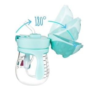Cana de antrenament Akuku anti-varsare cu pai 250 ml, albastru - Img 3