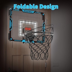 Cos de Baschet pentru Copii, cu Tablou de Bord Electronic, 2 Moduri, Interior/Exterior, Luminos, Multicolor - Img 3
