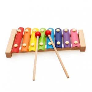 Instrument Muzical Xilofon , din Lemn, 8 Note Muzicale, 2 Bete de Percutie, 4-6 Ani, Multicolor - Img 4