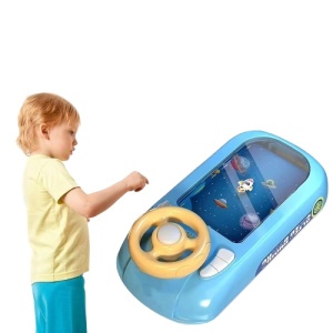 Joc Simulator de Condus, 3-6 Ani, Volan Interactiv, Efecte Sonore, din ABS, USB Inclus, Albastru - Img 4