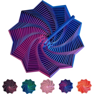 Jucarie Decompresie, Model Stea 3D, DuoChrome, Maner Spirala, Turn Magic Geometric, Multiple Forme, Anti-stress, 11 cm, Albastru/Violet - Img 5