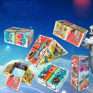 Jucarie Interactiva, Magic Cube, Puzzle, Diferite Forme, Anti-stress, 8 x 8 x 3 cm, Multicolor - Img 6