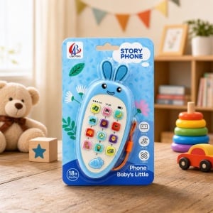 Jucarie Interactiva, Telefon Inteligent, Model Morcov, Functii Educative, Muzicale si Voce, 4-6 ani, 19 x 11.5 cm, din Plastic, Albastru - Img 4