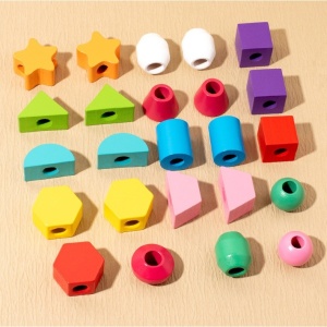 Jucarie Montessori de Sortat, din Lemn, Forme Geometrice,+3 Ani, 25 de Piese, 21.5 x 16 x 3 cm, Multicolor - Img 4
