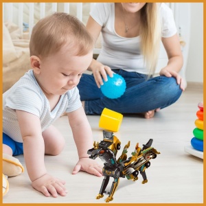 Jucarie Transformabila 2in1, Golden Wing Flying Dragon, Masina/Dragon, Atractie Magnetica, +6 Ani, din ABS, Auriu - Img 2