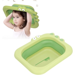 Lavoar Pliabil, pentru Copii, din PP/TPE, Portabil, Model Crocodil, 30x24.5x9 cm, Verde - Img 4