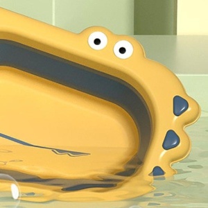 Lavoar Pliabil, pentru Copii, din PP/TPE, Portabil, Model Crocodil, 30x24.5x9 cm, Galben/Albastru - Img 4