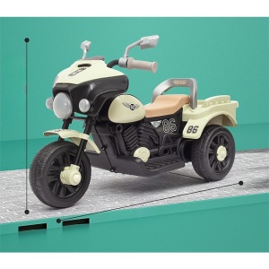 Motocicleta Electrica cu Acumulator, cu Sistem Anti-Rasturnare, Sistem de Lumini si Muzica, Cutie de Depozitare, 1-8 Ani, 93 x 43 x 58 cm, Alb - Bej - Img 6