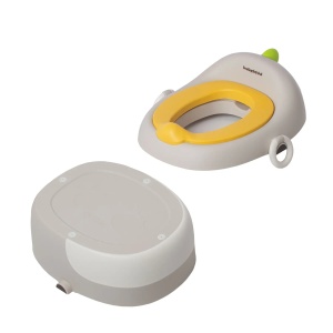 Olita pentru Copii, 3 in 1, Detasabila, Inaltator, Reductor WC, cu Capac, 100 de Saci de Unica Folosinta, Gri - Img 2