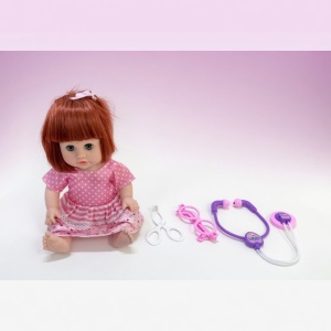 Papusa Bebelus, 33 cm, pentru Copii, cu Accesorii Medicale, Baby Doll Interactiva cu Stetoscop si Ochelari de Doctor, 3+ ani - Img 2