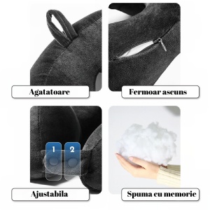 Perna de Calatorie, Pentru Gat, din Bumbac, cu 4 Cocoase, Ajustabila, Albastru - Img 6