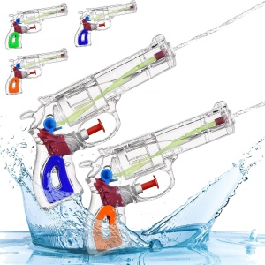 Pistol cu Apa, pentru Copii, din Plastic, 16 x 5 x 2 cm, Transparent/Albastru - Img 2