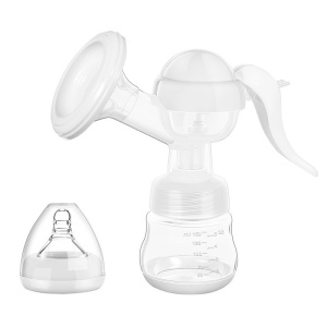 Pompa de San Manuala Multifunctionala, Portabila, cu Tetina pentru Biberon, Anti-Scurgere, Anti-Reflux, 17x18 cm, 150 mL, Silicon, Recipient Transparent, Alb