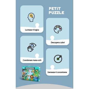 Puzzle pentru copii, jungla cu animale, 48 de piese - Img 2