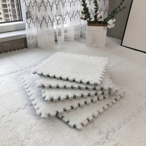 Set 10 Piese Covor tip Puzzle, Spuma EVA, Pufos, 30 x 30 x 1 cm, Alb - Img 2