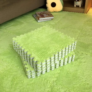 Set 10 Piese Covor tip Puzzle, Spuma EVA, Pufos, 30 x 30 x 1 cm, Verde - Img 3