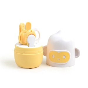 Set 4 Piese Ingrijire Unghii Bebelusi, Cutie de Depozitare, Tip Maimuta, de la 0 Luni, Galben - Img 4