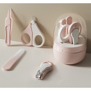 Set 4in1 de Ingrijire Unghii pentru Bebelusi, Cutie de Depozitare Tip Borcan, 0-6 Ani, 10 x 7 x 6 cm, Roz - Img 3