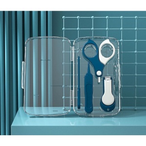 Set 4in1 de Ingrijire Unghii pentru Bebelusi, Cutie de Depozitare Transparenta, 0-6 Ani, 13.6x8x2 cm, Albastru Marin - Img 4